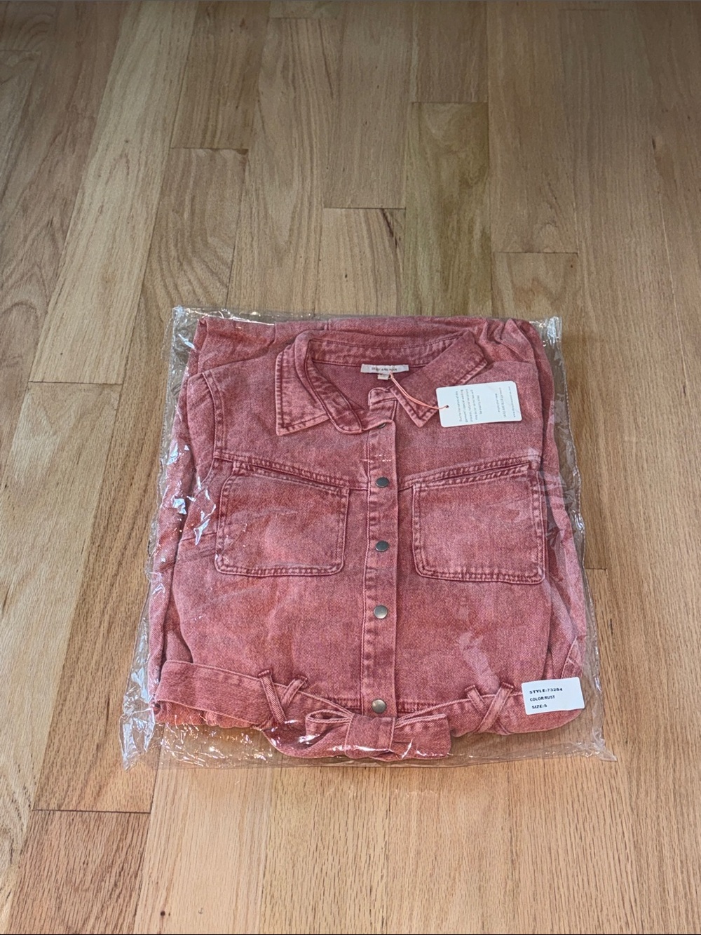 Coral Washed Denim Button-Up Utility  S Jumpsuit Belted 100% Cotton - Picture 11 of 11